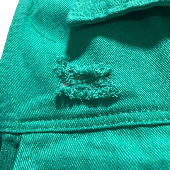 Highway Jeans Green Vest 3XL Distressed Denim Sleeveless Button Front Raw Hem - Picture 6 of 13